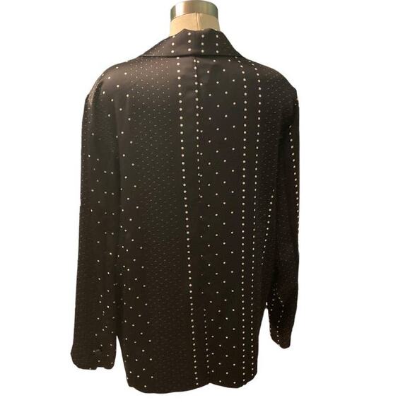 NWOT Victoria’s Secret Black Satin Dot Smoking Jacket with Pockets Size Large - Picture 4 of 9